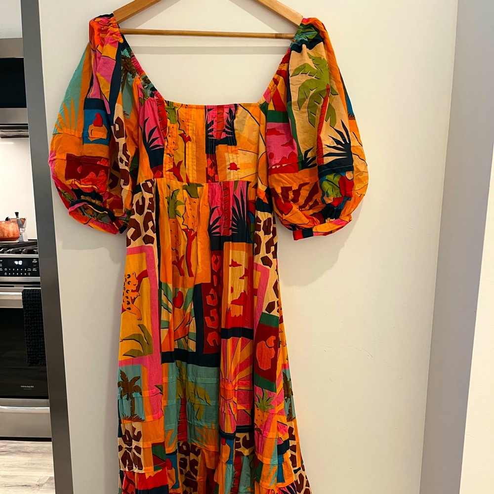 FARMRIO mixed print maxi dress